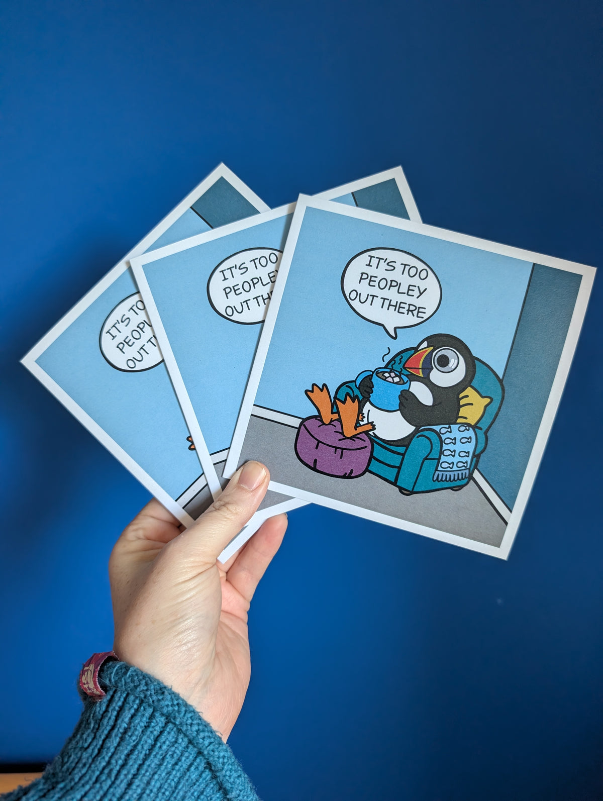 Anti social puffin card